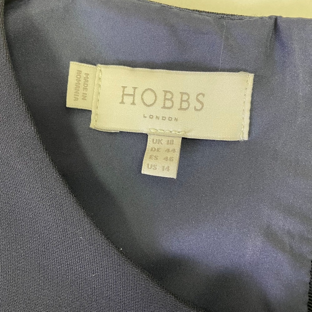 Hobbs London Navy Blue Fit and Flare A-Line Cap Sleeve Dress Size US 14 Office - Picture 7 of 15